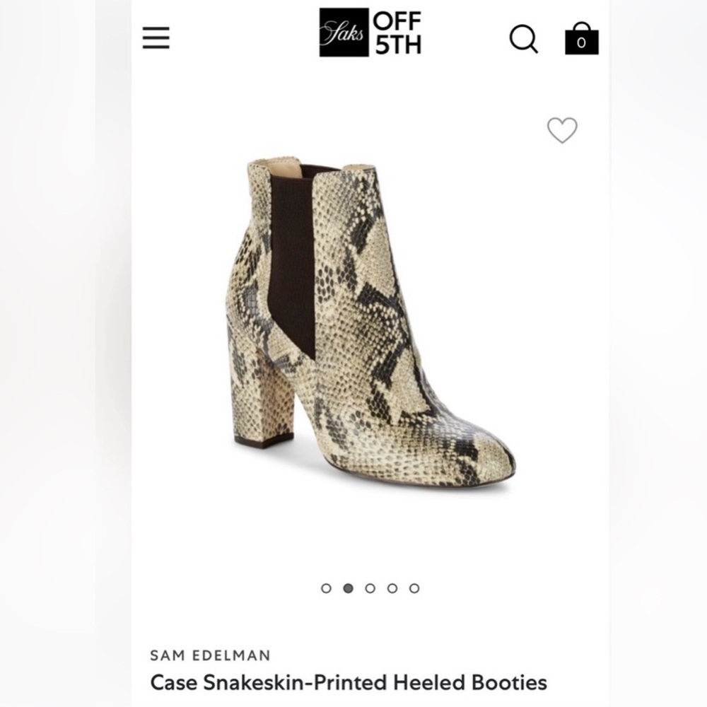 Sam Edelman Women’s Snakeskin Pull on Ankle Booties with Block Heel 7.5 New